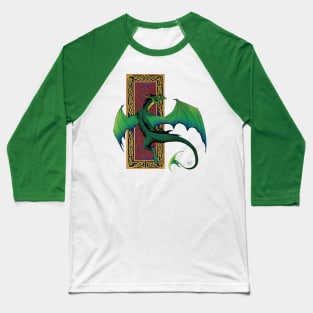 Celtic Knot Work Green Dragon Baseball T-Shirt